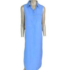 HSZ Studio Vintage 90s Sleeveless Embroidered Maxi Dress Women Size L Baby Blue